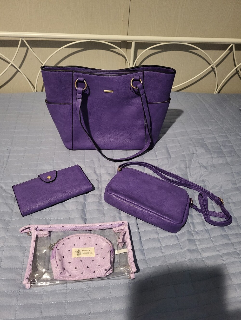 Idesort Purple Tote Bag Set with Crossbody and Wallet